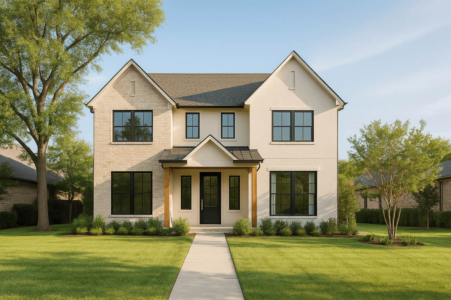 Front elevation of a modern Dallas–Fort Worth home